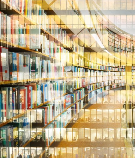 Doppelbelichtung Bibliothek